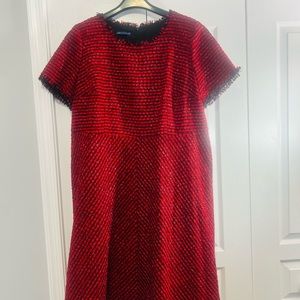 Talbots RSVP Red and Black Tweed T length Dress